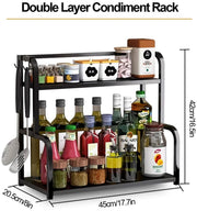 CARLA HOME 2-Tier Wooden Kitchen Countertop Spice Rack for Storage of Condiments, Oils, Jars & Seasoning V178-36219