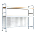 CARLA HOME 2-Tier Metal Desktop Hutch Bookshelf with Grid Panel for Computer Desk and Office Countertop V178-36220