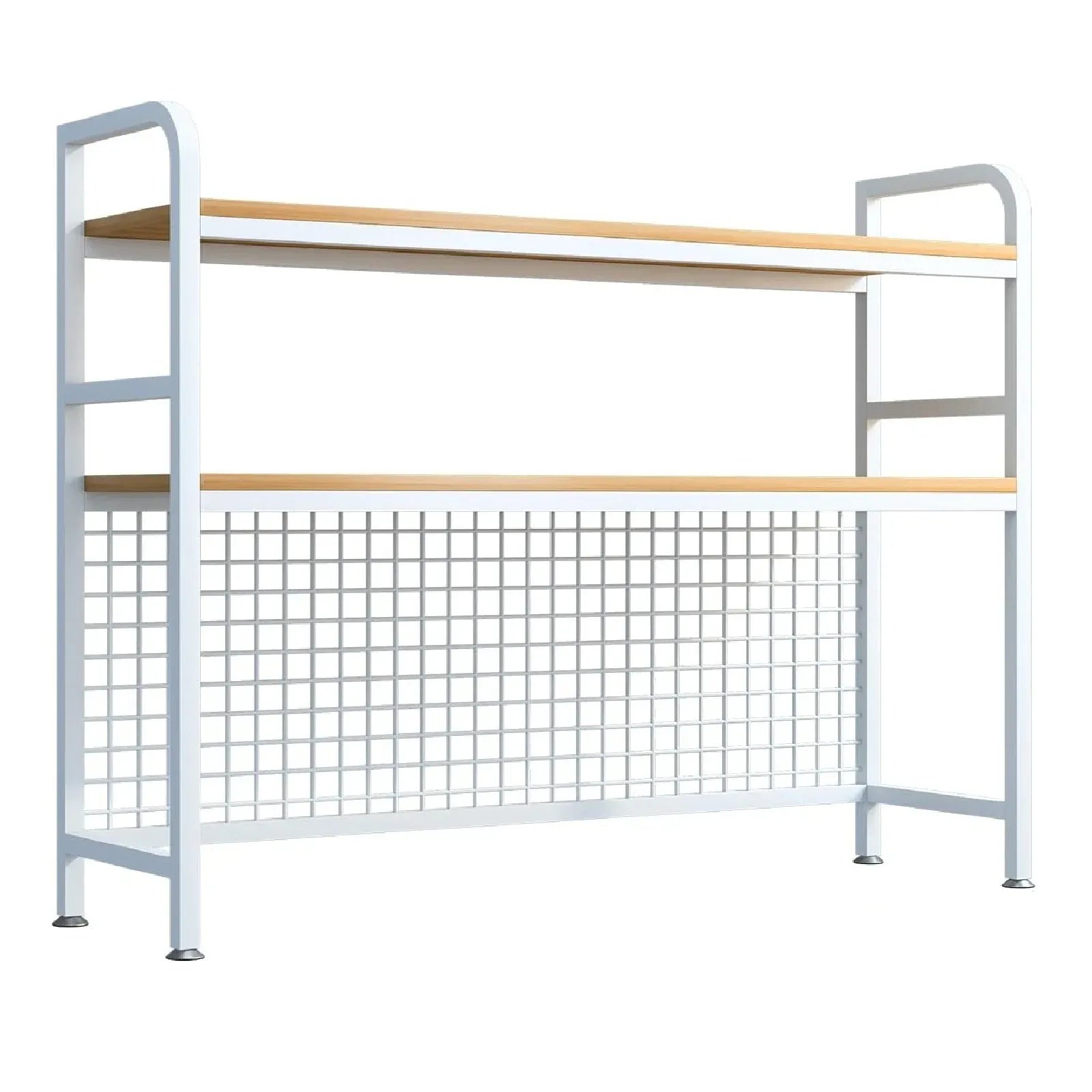 CARLA HOME 2-Tier Metal Desktop Hutch Bookshelf with Grid Panel for Computer Desk and Office Countertop V178-36220