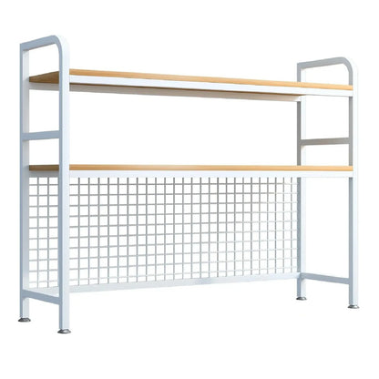 CARLA HOME 2-Tier Metal Desktop Hutch Bookshelf with Grid Panel for Computer Desk and Office Countertop V178-36220