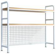 CARLA HOME 2-Tier Metal Desktop Hutch Bookshelf with Grid Panel for Computer Desk and Office Countertop V178-36220