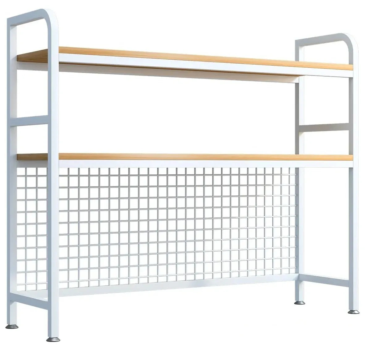 CARLA HOME 2-Tier Metal Desktop Hutch Bookshelf with Grid Panel for Computer Desk and Office Countertop V178-36220