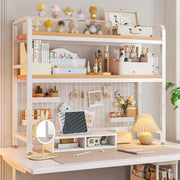 CARLA HOME 2-Tier Metal Desktop Hutch Bookshelf with Grid Panel for Computer Desk and Office Countertop V178-36220