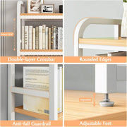 CARLA HOME 2-Tier Metal Desktop Hutch Bookshelf with Grid Panel for Computer Desk and Office Countertop V178-36220