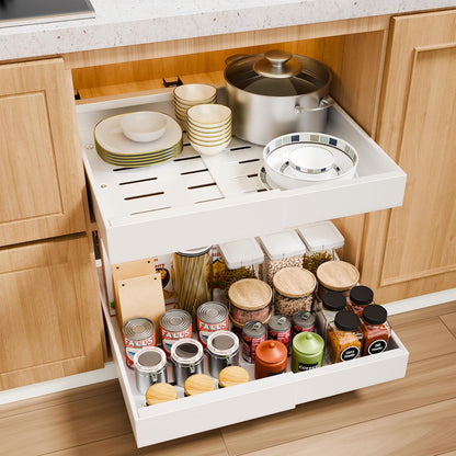 CARLA HOME 2 Pack Pull Out Cabinet Organizer Expandable for Cabinets with Adjustable Slide Out Shelves and V178-36221