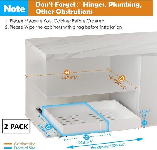 CARLA HOME 2 Pack Pull Out Cabinet Organizer Expandable for Cabinets with Adjustable Slide Out Shelves and V178-36221