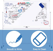 CARLA HOME Double-Sided Magnetic Whiteboard 120x90cm with Wheels, Reversible Design for School, Office & Home V178-36222