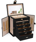CARLA HOME 6-Layer Large Jewelry Box for Women withDrawers, Mirror, Lock, Necklace Hooks & Side Compartments V178-36225