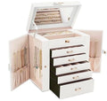 CARLA HOME 6-Layer Large Jewelry Box for Women withDrawers, Mirror, Lock, Necklace Hooks & Side Compartments V178-36226