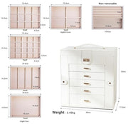 CARLA HOME 6-Layer Large Jewelry Box for Women withDrawers, Mirror, Lock, Necklace Hooks & Side Compartments V178-36226