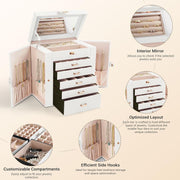 CARLA HOME 6-Layer Large Jewelry Box for Women withDrawers, Mirror, Lock, Necklace Hooks & Side Compartments V178-36226