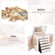 CARLA HOME 6-Layer Large Jewelry Box for Women withDrawers, Mirror, Lock, Necklace Hooks & Side Compartments V178-36226