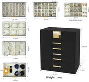 CARLA HOME 6-Layer Large Jewelry Organizer Box for Women with Mirror, Drawers, Hooks & Dividers for Rings, V178-36228