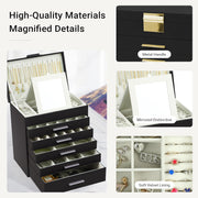 CARLA HOME 6-Layer Large Jewelry Organizer Box for Women with Mirror, Drawers, Hooks & Dividers for Rings, V178-36228