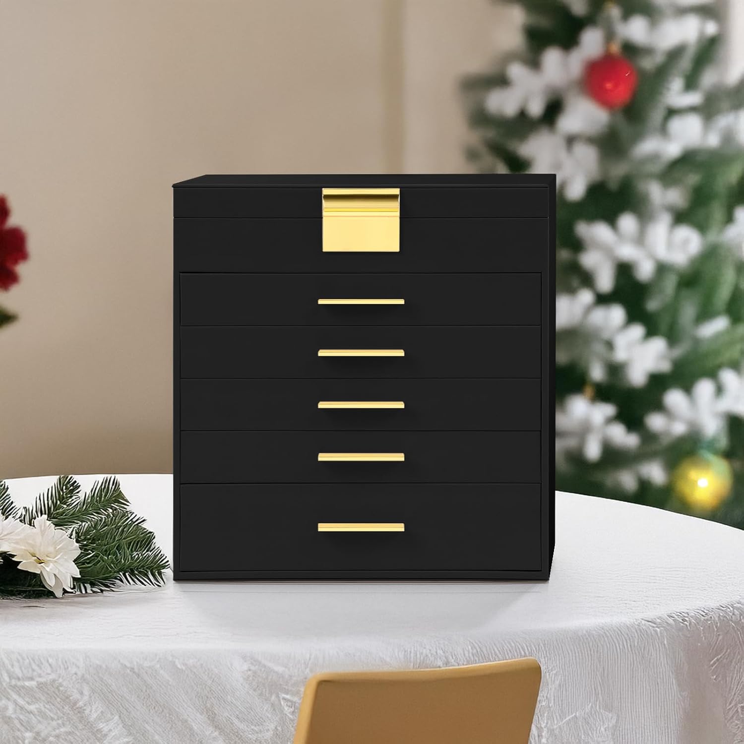 CARLA HOME 6-Layer Large Jewelry Organizer Box for Women with Mirror, Drawers, Hooks & Dividers for Rings, V178-36228