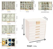 CARLA HOME 6-Layer Large Jewelry Organizer Box for Women with Mirror, Drawers, Hooks & Dividers for Rings, V178-36229