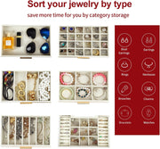 CARLA HOME 6-Layer Large Jewelry Organizer Box for Women with Mirror, Drawers, Hooks & Dividers for Rings, V178-36229