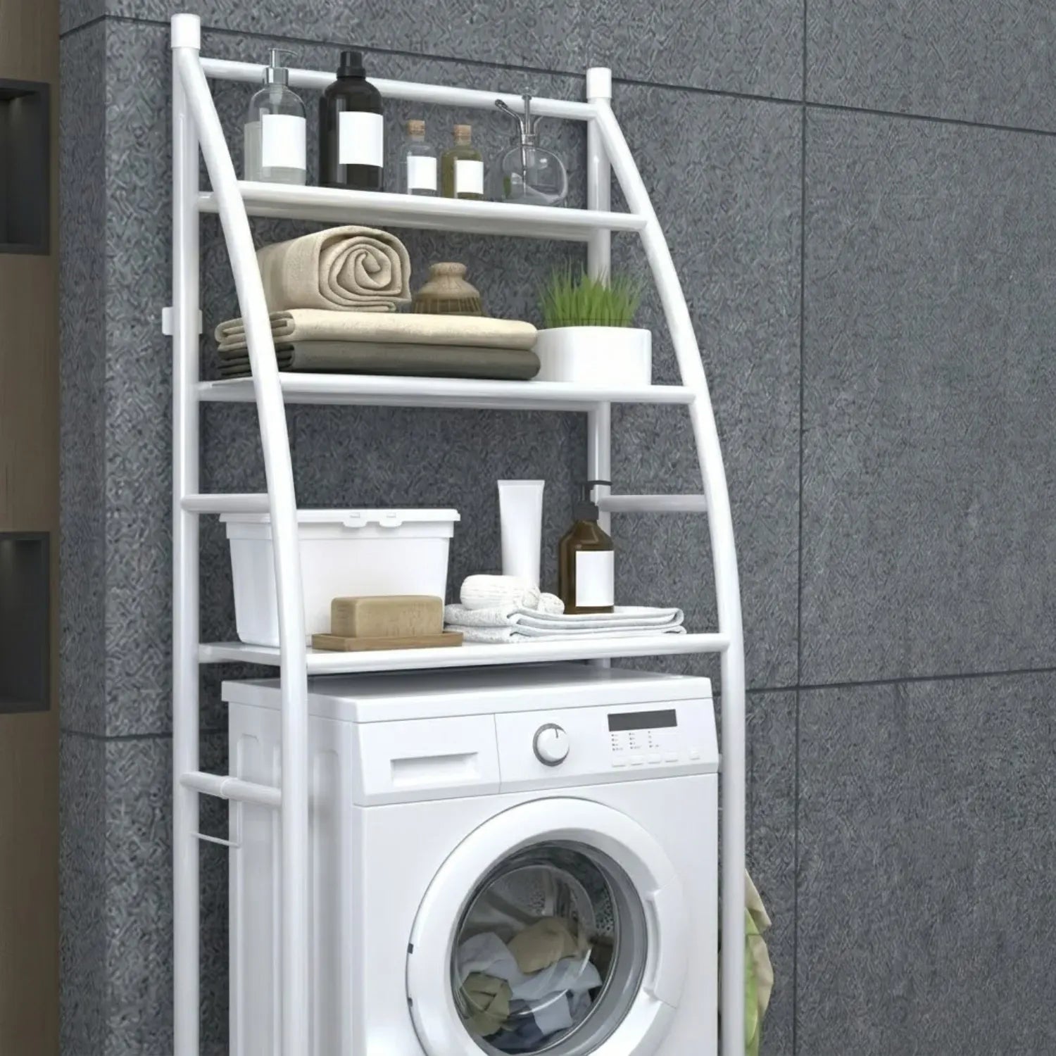 CARLA HOME 3-Tier Over Washing Machine Storage Rack for Laundry Room Space Saving, Towels, Detergent & V178-36231