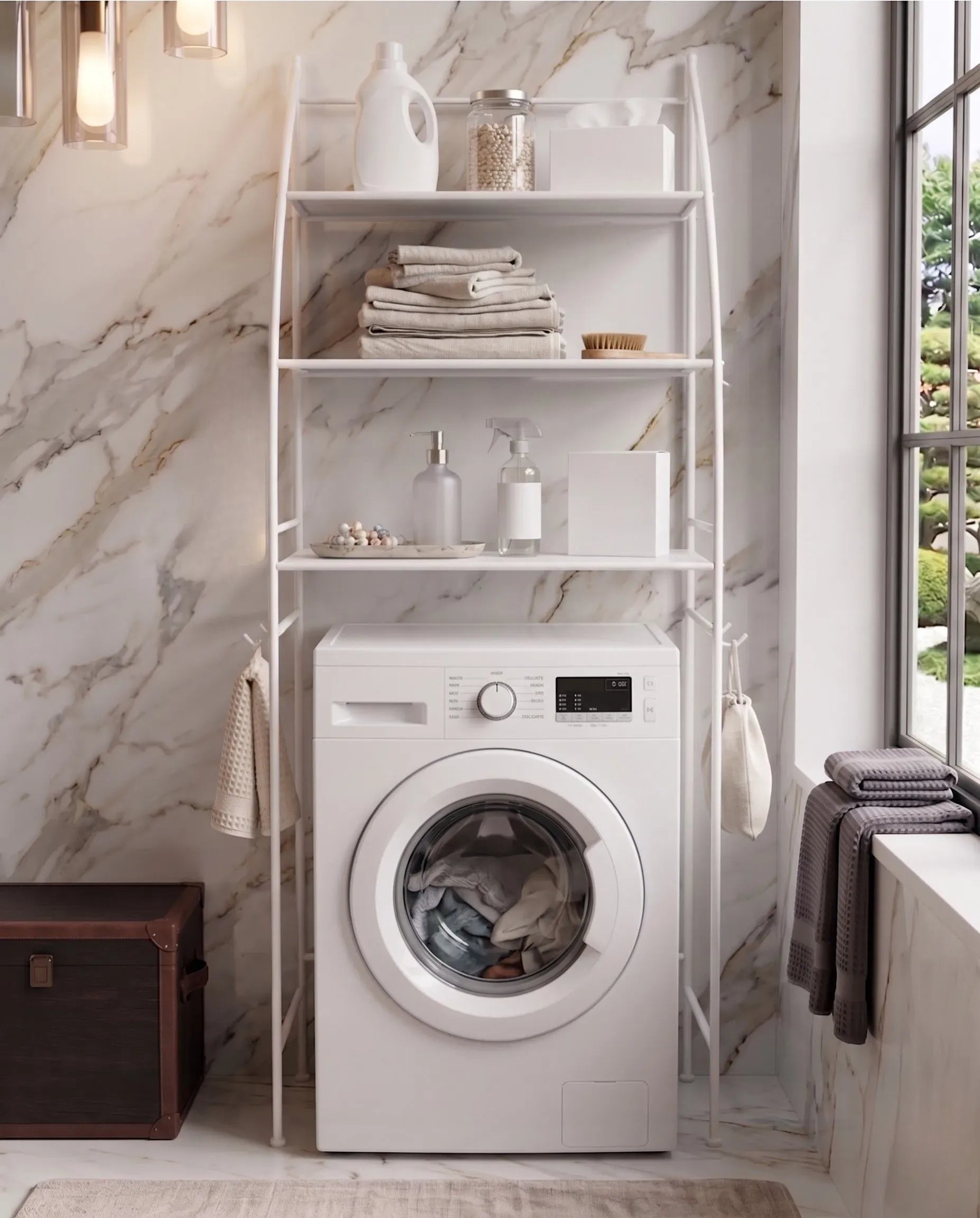 CARLA HOME 3-Tier Over Washing Machine Storage Rack for Laundry Room Space Saving, Towels, Detergent & V178-36231