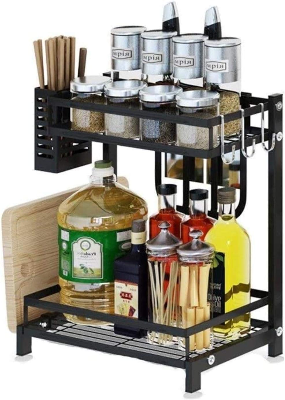 CARLA HOME 2-Tier Kitchen Spice Rack Organizer Storage Shelf for Condiments, Oil Bottles, Utensils, Cutting V178-36233