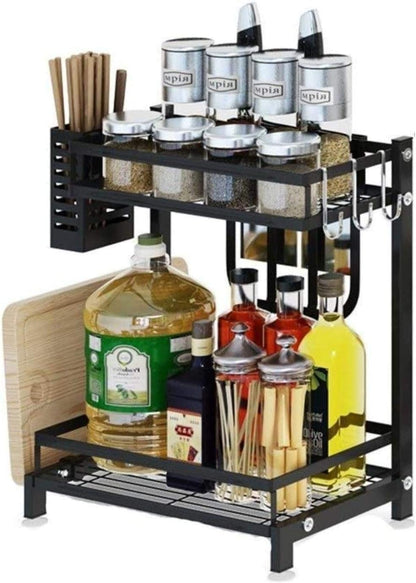 CARLA HOME 2-Tier Kitchen Spice Rack Organizer Storage Shelf for Condiments, Oil Bottles, Utensils, Cutting V178-36233