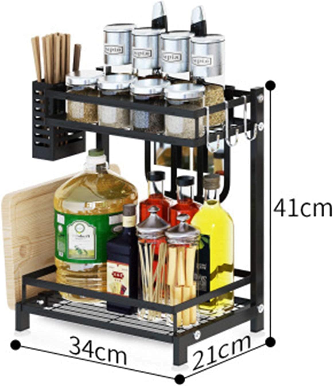 CARLA HOME 2-Tier Kitchen Spice Rack Organizer Storage Shelf for Condiments, Oil Bottles, Utensils, Cutting V178-36233