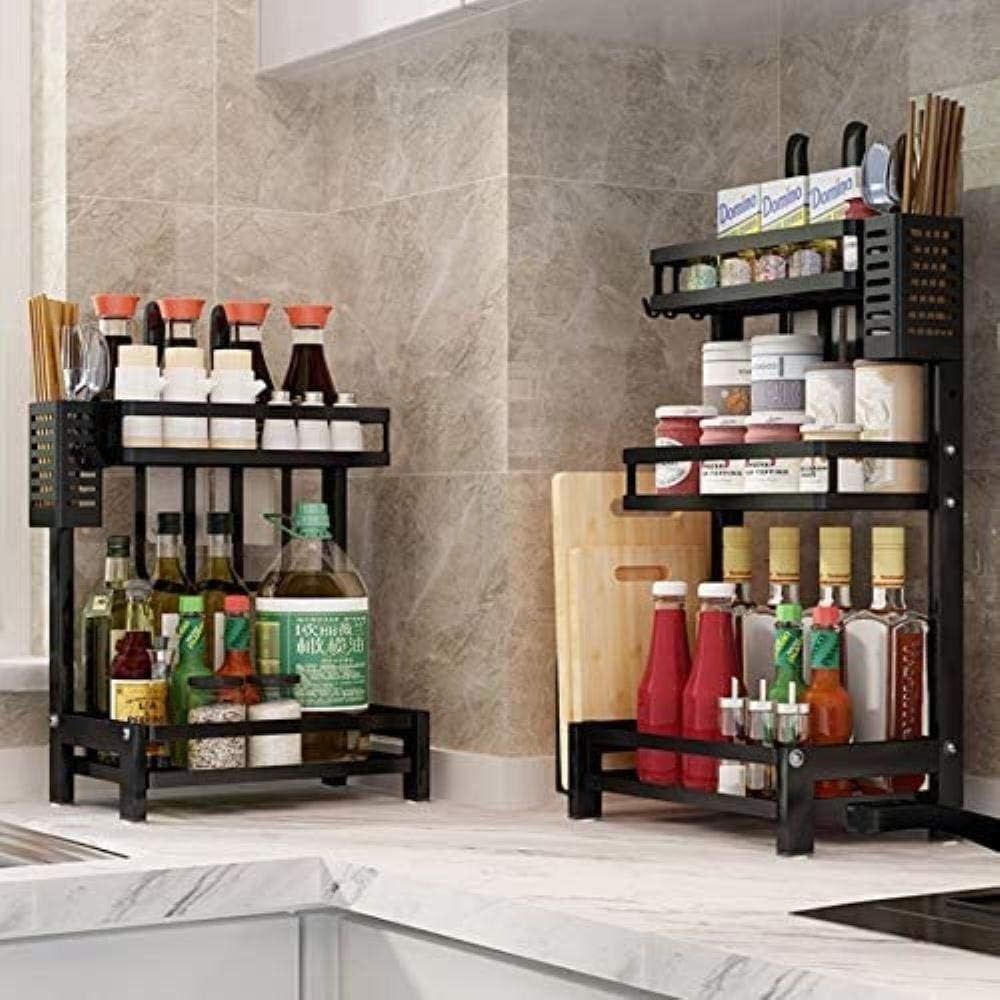 CARLA HOME 2-Tier Kitchen Spice Rack Organizer Storage Shelf for Condiments, Oil Bottles, Utensils, Cutting V178-36233