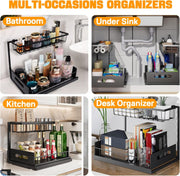 CARLA HOME 2 Pack Under Sink Organiser with Sliding Drawers for Kitchen & Bathroom V178-36237