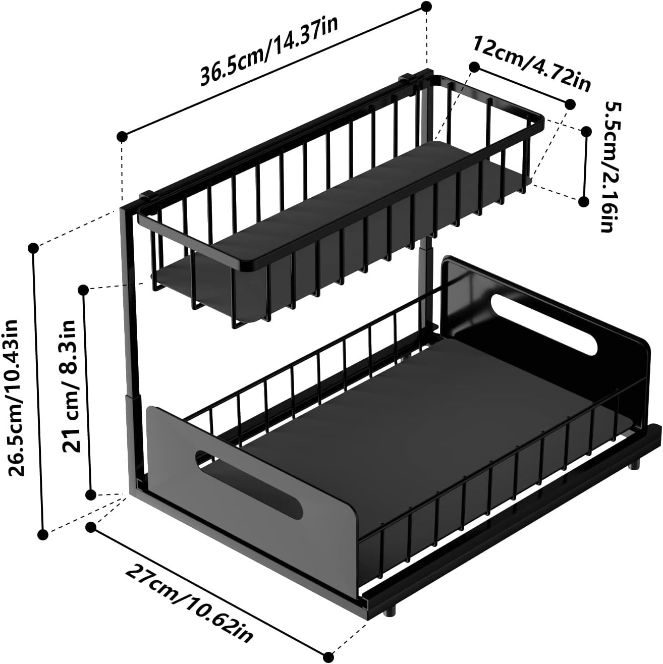 CARLA HOME 2 Pack Under Sink Organiser with Sliding Drawers for Kitchen & Bathroom V178-36237