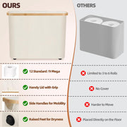 CARLA HOME 2 Pack Toilet Paper Storage Basket Holds Up to 12 Rolls with Bamboo Lid and Handle for RV Closet V178-36238