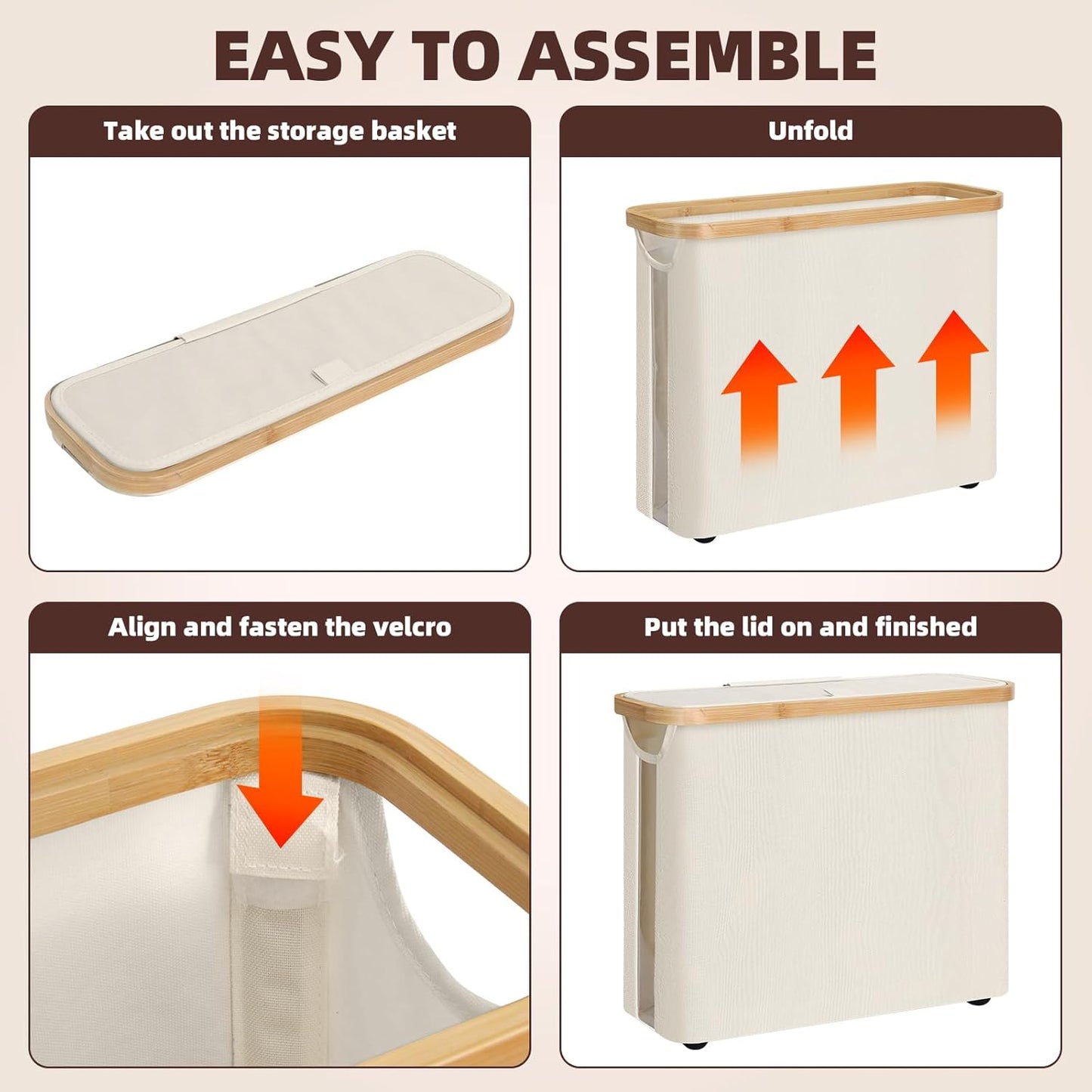 CARLA HOME 2 Pack Toilet Paper Storage Basket Holds Up to 12 Rolls with Bamboo Lid and Handle for RV Closet V178-36238
