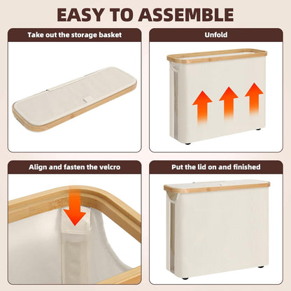 CARLA HOME 2 Pack Toilet Paper Storage Basket Holds Up to 12 Rolls with Bamboo Lid and Handle for RV Closet V178-36238
