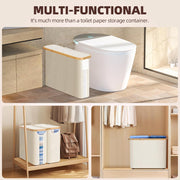 CARLA HOME 2 Pack Toilet Paper Storage Basket Holds Up to 12 Rolls with Bamboo Lid and Handle for RV Closet V178-36238