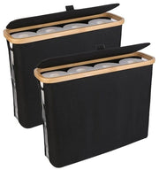 CARLA HOME 2 pack Toilet Paper Storage Basket Holds Up to 12 Rolls with Bamboo Lid and Handle for RV Closet V178-36239