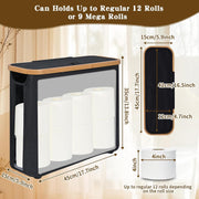CARLA HOME 2 pack Toilet Paper Storage Basket Holds Up to 12 Rolls with Bamboo Lid and Handle for RV Closet V178-36239