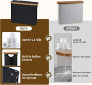 CARLA HOME 2 pack Toilet Paper Storage Basket Holds Up to 12 Rolls with Bamboo Lid and Handle for RV Closet V178-36239