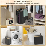 CARLA HOME 2 pack Toilet Paper Storage Basket Holds Up to 12 Rolls with Bamboo Lid and Handle for RV Closet V178-36239
