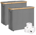 CARLA HOME 2 pack Toilet Paper Storage Basket Holds Up to 12 Rolls with Bamboo Lid and Handle for RV Closet V178-36240