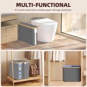 CARLA HOME 2 pack Toilet Paper Storage Basket Holds Up to 12 Rolls with Bamboo Lid and Handle for RV Closet V178-36240