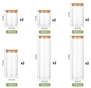 CARLA HOME 12 Pack Glass Storage Jars with Bamboo Lids for Kitchen Pantry, Pasta, Snacks, Cookies, Candy & V178-36241