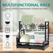 CARLA HOME Dish Drying Rack 2-Tier Kitchen Drainer with Drainboard V178-36245