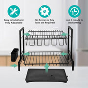 CARLA HOME Dish Drying Rack 2-Tier Kitchen Drainer with Drainboard V178-36245