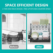 CARLA HOME Dish Drying Rack 2-Tier Kitchen Drainer with Drainboard V178-36245