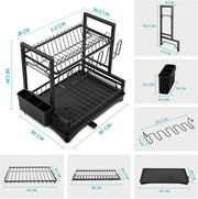 CARLA HOME Dish Drying Rack 2-Tier Kitchen Drainer with Drainboard V178-36245