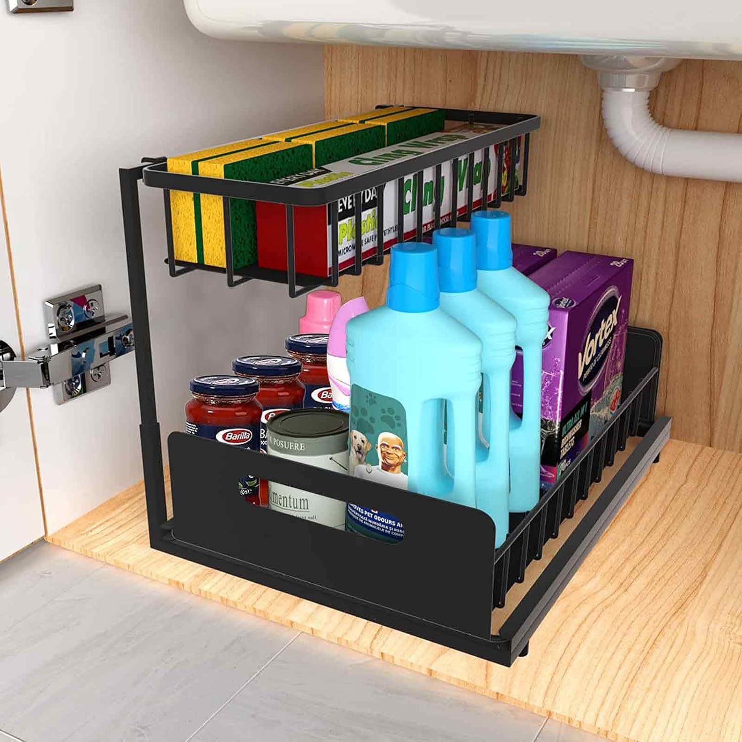 CARLA HOME 2 Tier Under Sink Organiser with Sliding Drawers for Kitchen & Bathroom V178-36246