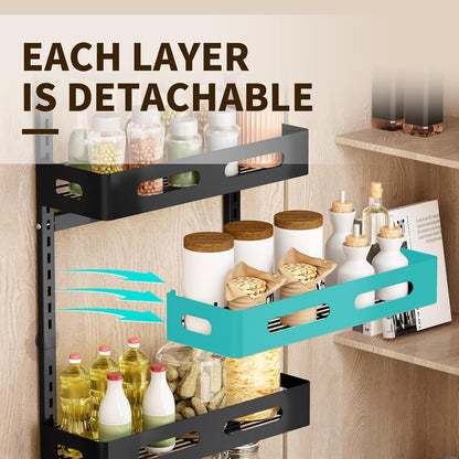 CARLA HOME 6 Tier Over the Door Organizer with Adjustable Metal Pantry Storage Rack and Hanging Baskets for V178-36247
