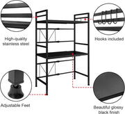 CARLA HOME 3-Tier Microwave Oven Rack with Adjustable Metal Kitchen Shelf Stand for Countertop Storage and 6 V178-36248