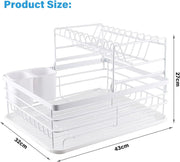 CARLA HOME 2-Tier Dish Drying Rack for Kitchen Counter with Removable Drip Tray, Utensil Holder and Cutlery V178-36249