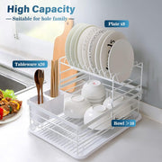 CARLA HOME 2-Tier Dish Drying Rack for Kitchen Counter with Removable Drip Tray, Utensil Holder and Cutlery V178-36249