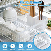 CARLA HOME 2-Tier Dish Drying Rack for Kitchen Counter with Removable Drip Tray, Utensil Holder and Cutlery V178-36249